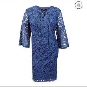 Style & Co. | Blue Lace up Crochet Dress